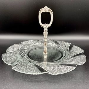 (‼️PENDING‼️) Vintage Crystal Serving Tray / Platter 10” Silver-Plated Handle